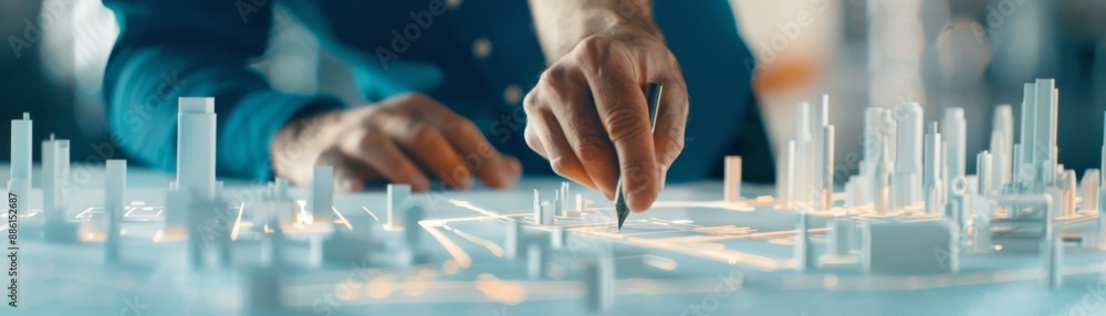 Architect Designing Mass Transit on Digital Blueprint with Innovative Line Art Overlay Architect Designing Mass Transit on Digital Blueprint with Innovative Line Art Overlay