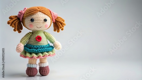Handmade crocheted doll toy isolated on background, handmade, crocheted, doll, toy, isolated, background, handmade toy, cute