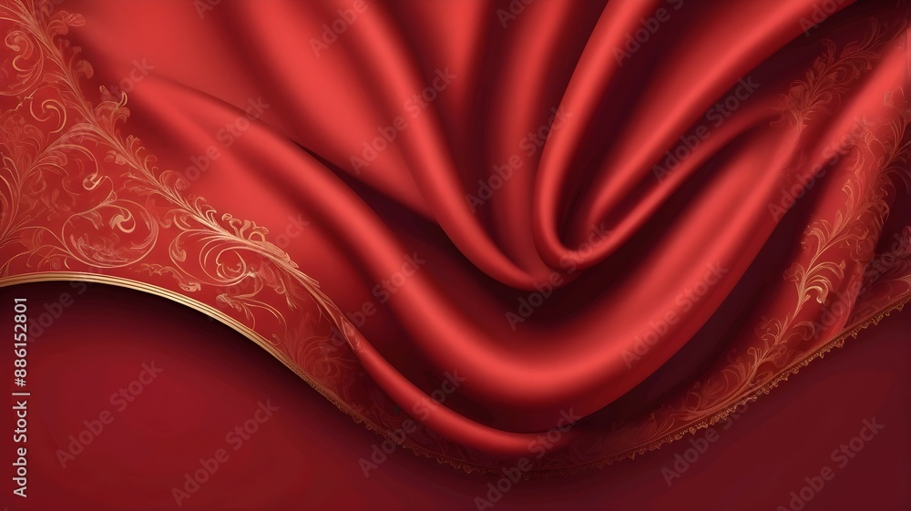 Red luxury fabric background with copy space