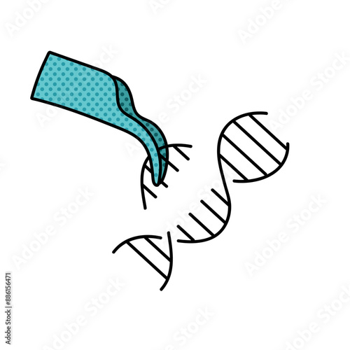 artificially modified dna strains halftone hand drawn  color vector illustration