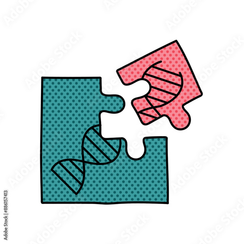 artificially modified dna strains halftone hand drawn color vector illustration
