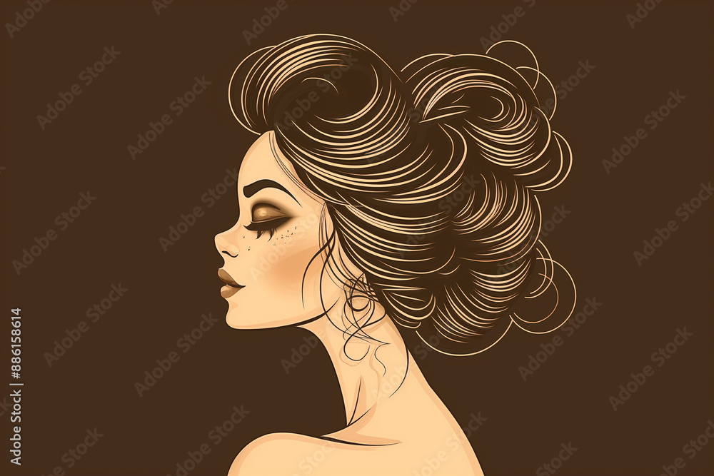 A woman with long brown hair and a brown background. The woman has a very pretty face and is wearing makeup A woman with long brown hair and a brown background. The woman has a very pretty face and is wearing makeup