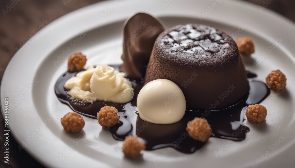Chocolate fondant with vanilla ice cream Chocolate fondant with vanilla ice cream