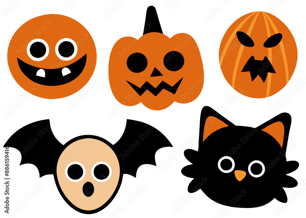 Fototapeta premium Set of Halloween Clipart Icons vector illustration 