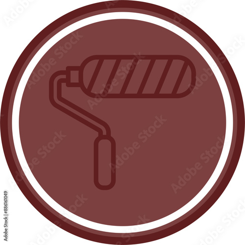 Paint Roller Vector Line Double Circle Maroon