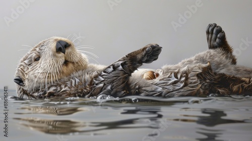 sea ​​otters floating in the clear water © putri syakilla