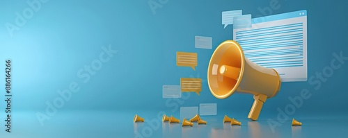 A digital newsletter template featuring a megaphone icon, designed for teams to communicate announcements and updates effectively