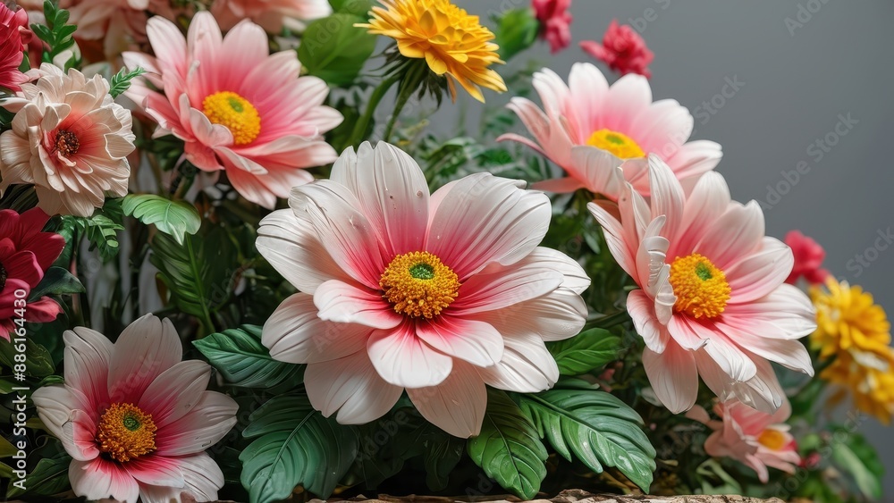 Fototapeta premium Pink and White Flower Bouquet.
