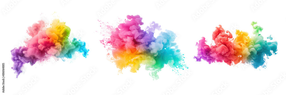 Fototapeta premium Vibrant Colorful Smoke Clouds Isolated on Transparent Background for Creative Design and Art Projects