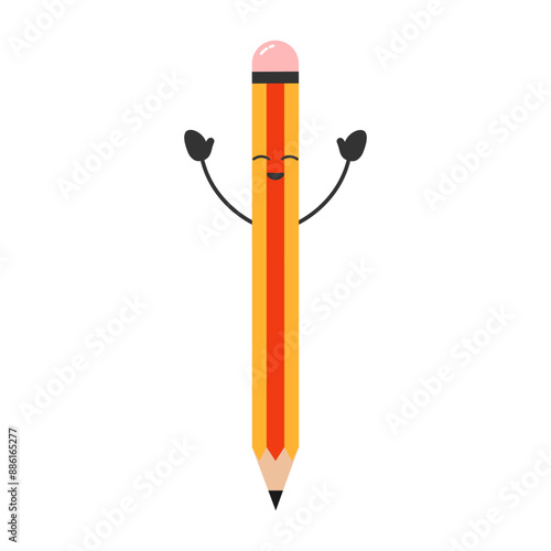 Vector illustration of pencil cartoon on transparent background