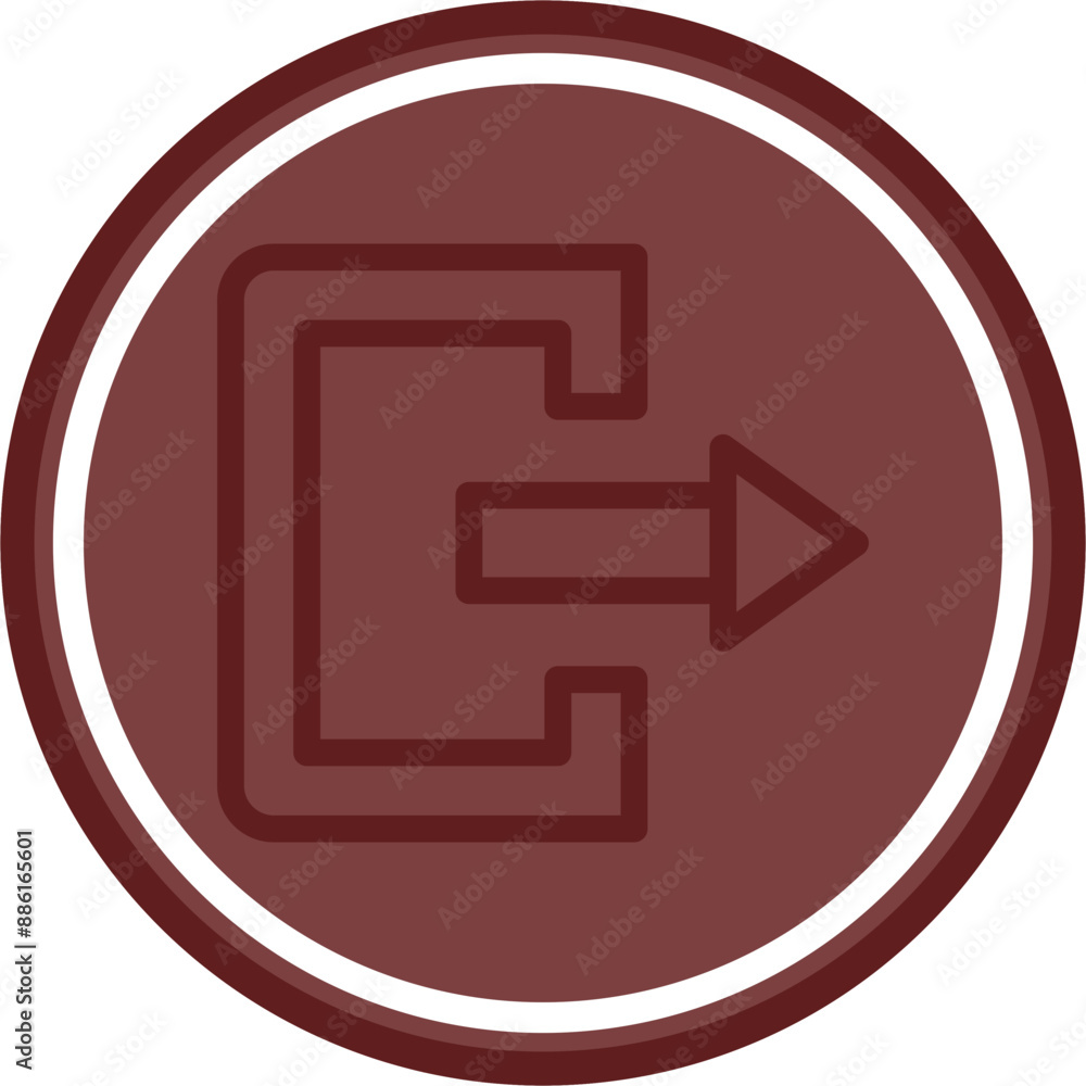 Logout Vector Line Double Circle Maroon Logout Vector Line Double Circle Maroon