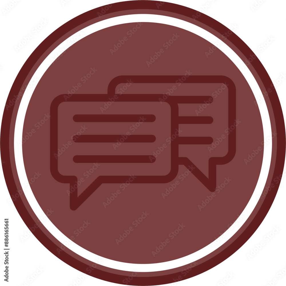 Communication Vector Line Double Circle Maroon