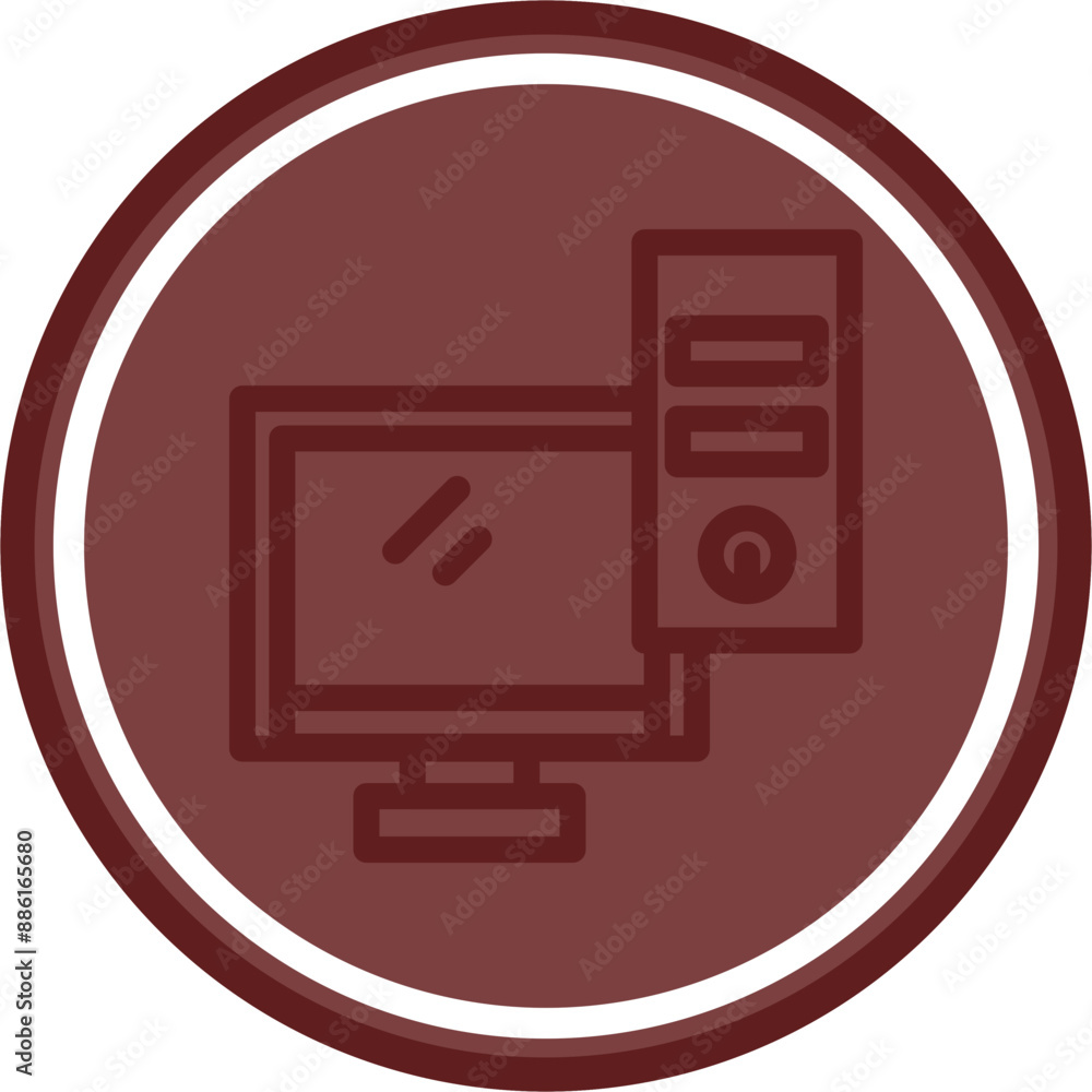Computer Vector Line Double Circle Maroon Computer Vector Line Double Circle Maroon