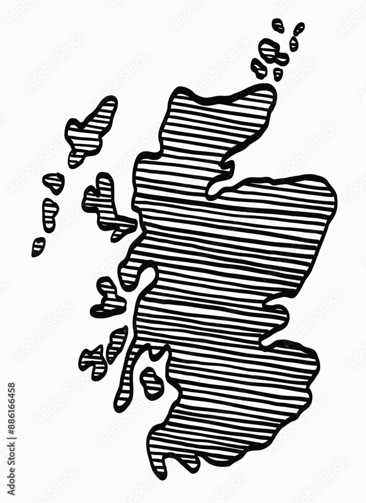 Fototapeta premium Doodle freehand drawing of Scotland map.