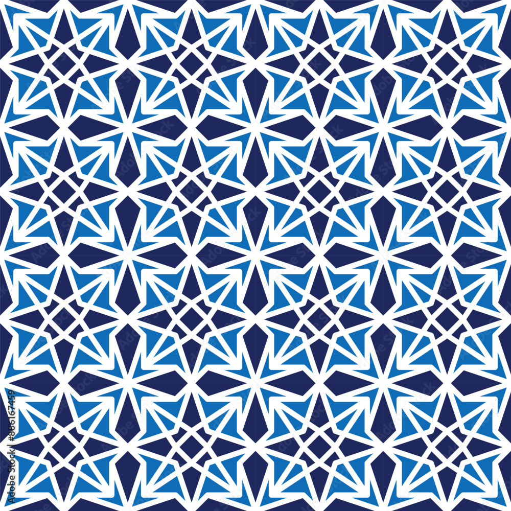 Blue islamic geometric seamless pattern design for decorating, wallpaper, wrapping paper,fabric, backdrop and etc. Blue islamic geometric seamless pattern design for decorating, wallpaper, wrapping paper,fabric, backdrop and etc.