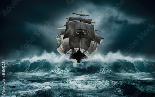 Ship Braving the Storm