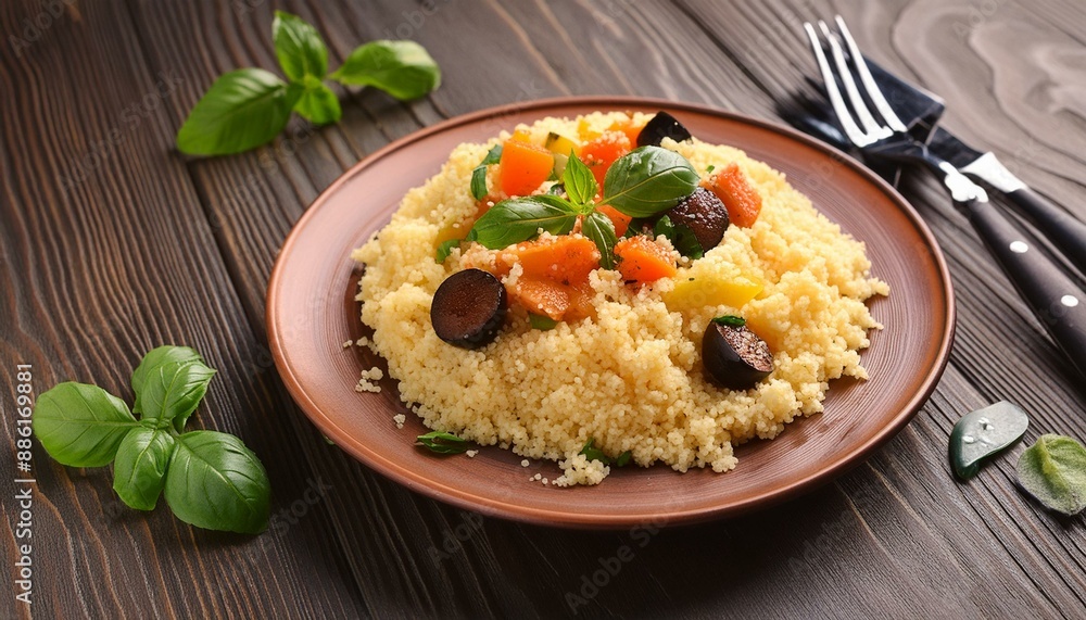 vegetarian cous cous dish, AI generated vegetarian cous cous dish, AI generated