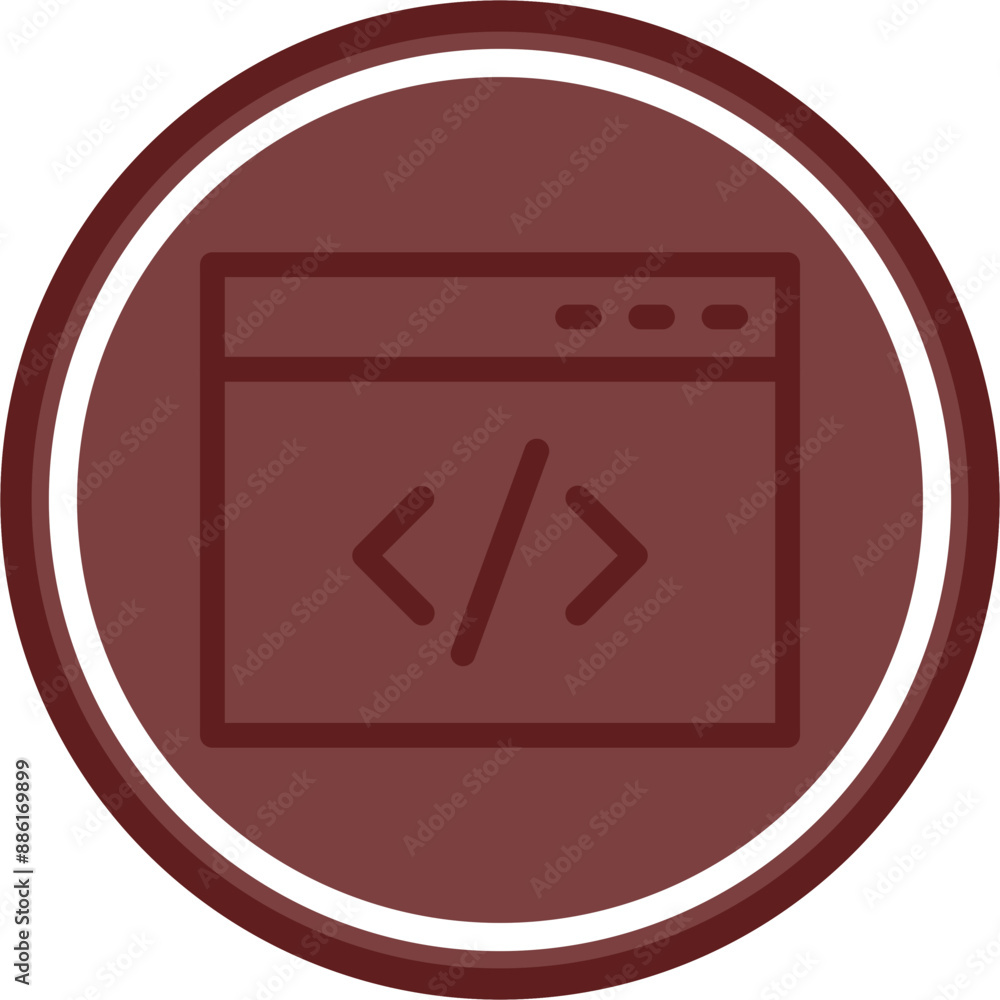 Web Coding Vector Line Double Circle Maroon Web Coding Vector Line Double Circle Maroon