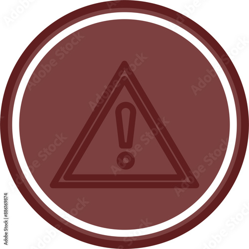 Warning Vector Line Double Circle Maroon
