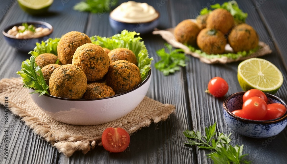 falafel vegetarian dish, AI generated falafel vegetarian dish, AI generated