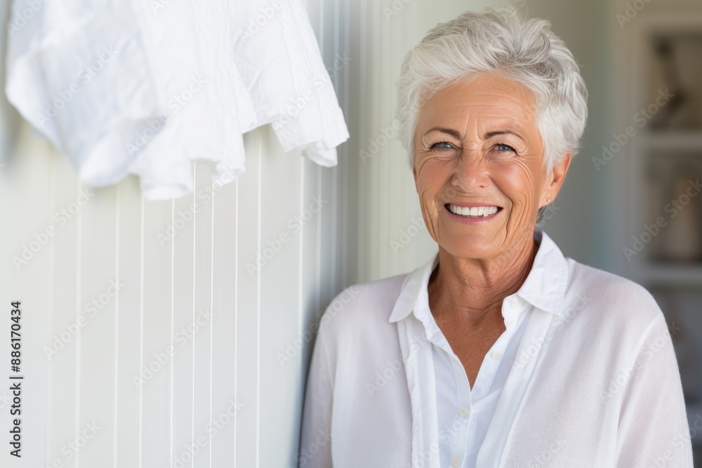 Elderly woman s daily dental care routine in home bathroom for oral health and hygiene Elderly woman s daily dental care routine in home bathroom for oral health and hygiene