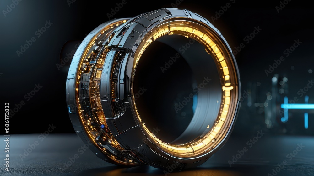 Futuristic Circular Object with Glowing Lights. Futuristic Circular Object with Glowing Lights.