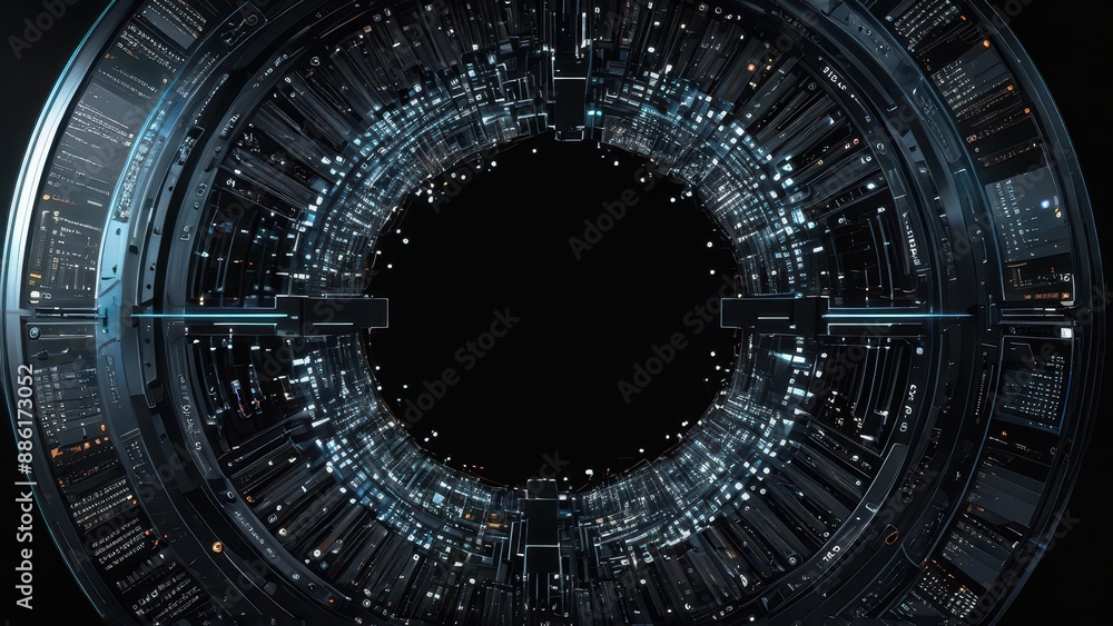 Futuristic Interface with Black Background. Futuristic Interface with Black Background.