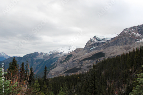 snow covered mountains in Mount Robson Provincial Park, British Columbia, Canada photo