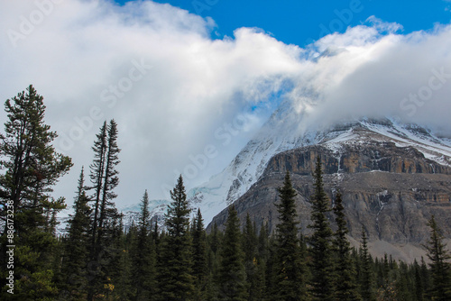 snow covered mountains in Mount Robson Provincial Park, British Columbia, Canada photo