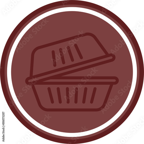 Disposable food containers Vector Line Double Circle Maroon