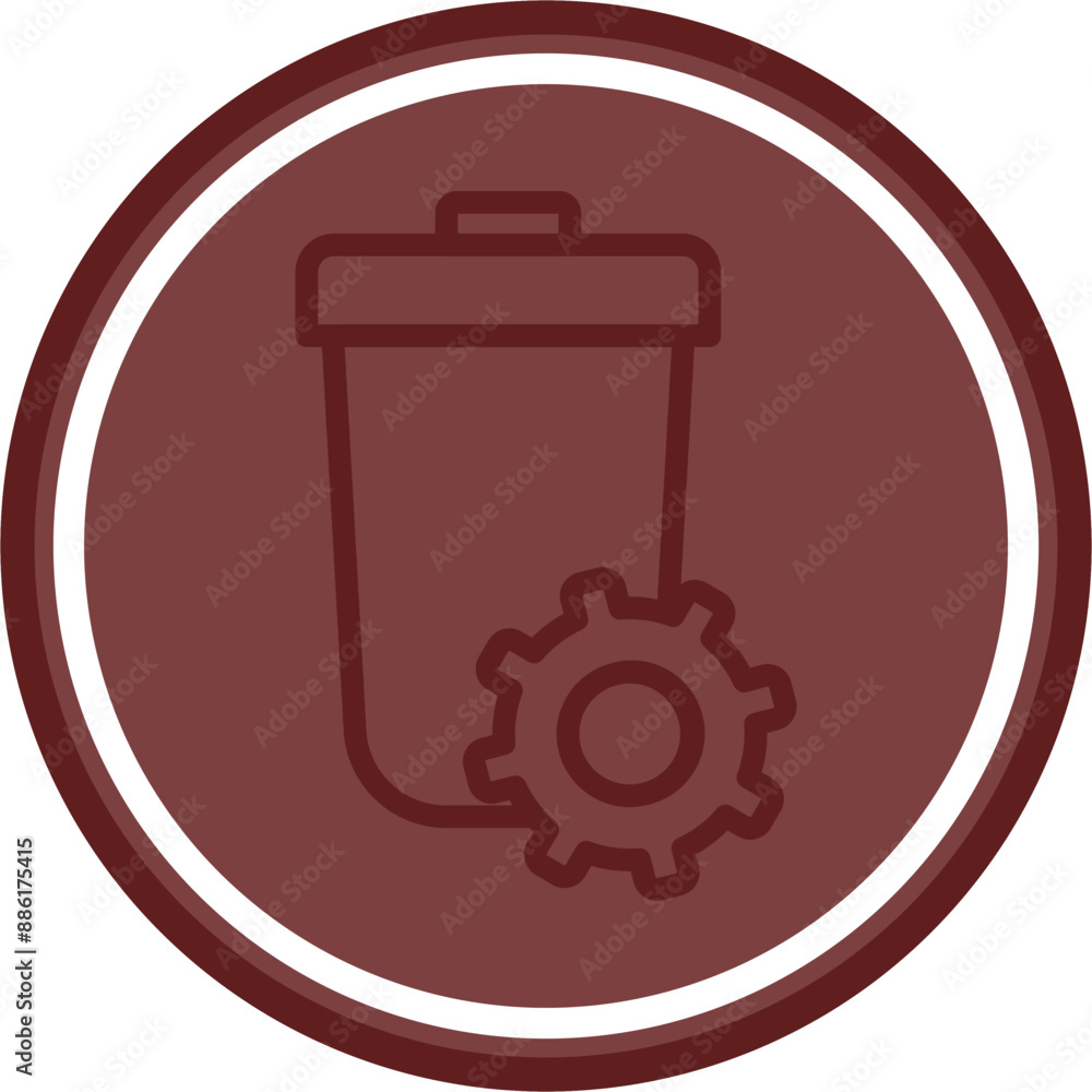 Recycled disposables Vector Line Double Circle Maroon Recycled disposables Vector Line Double Circle Maroon
