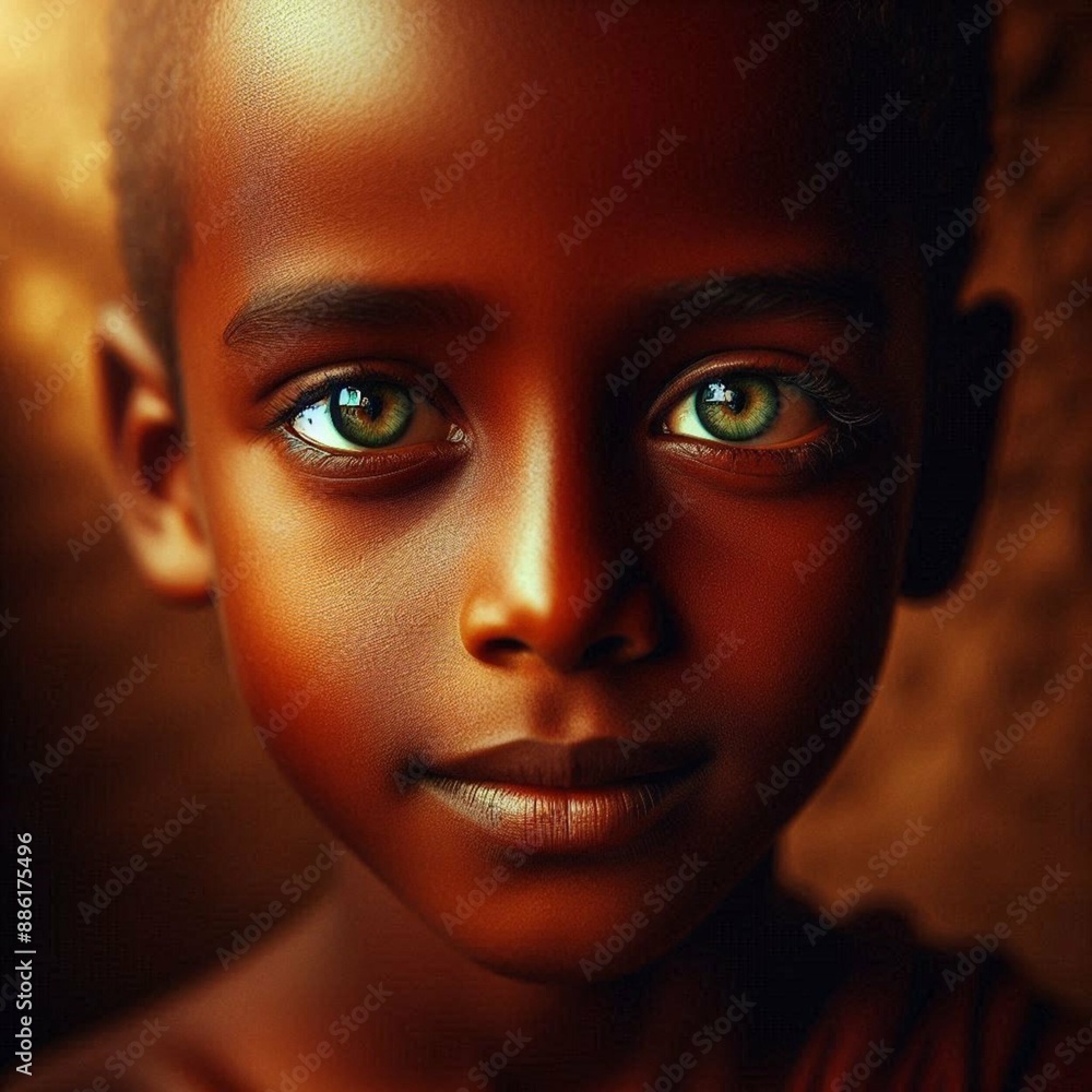 A young boy of African descent with mesmerizing green eyes. A young boy of African descent with mesmerizing green eyes.