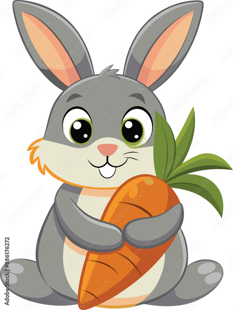 Obraz premium Adorable fluffy bunny with big eyes and pink nose. 
