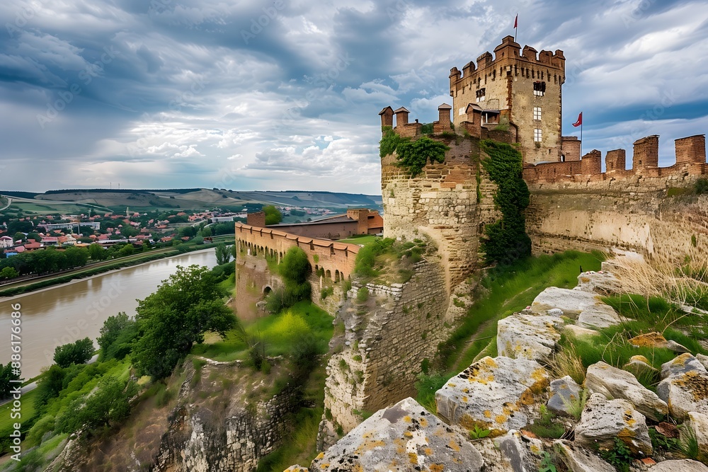 Historic Castle with Towering Walls and a Moat Historic Castle with Towering Walls and a Moat