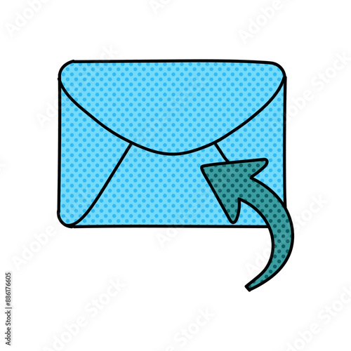 reply email halftone hand drawn  color vector illustration