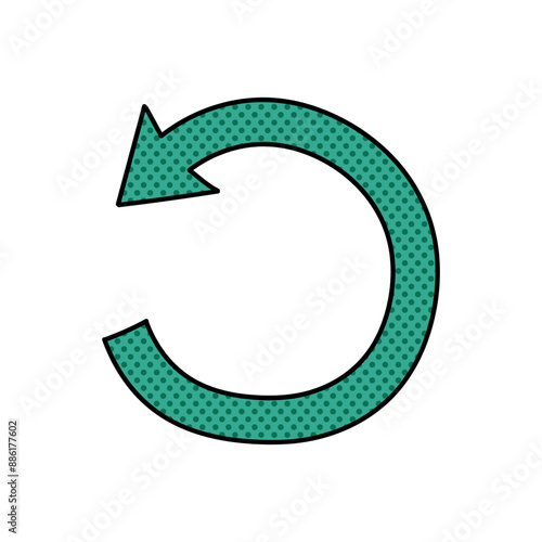 counterclockwise rotating arrow halftone hand drawn  color vector illustration