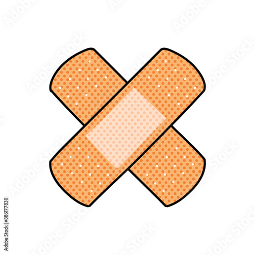 bandage strip halftone hand drawn  color vector illustration