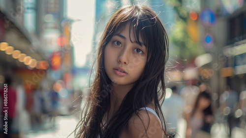 街角にいる若い女性