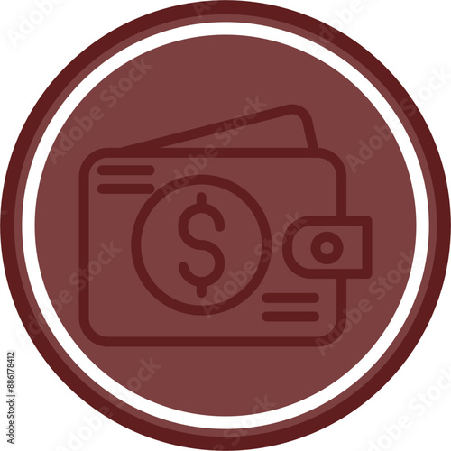 Wallet Vector Line Double Circle Maroon
