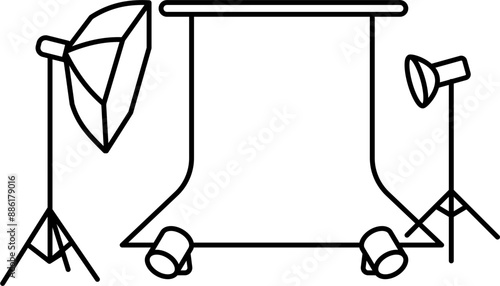 Photography studio illustration outline vector