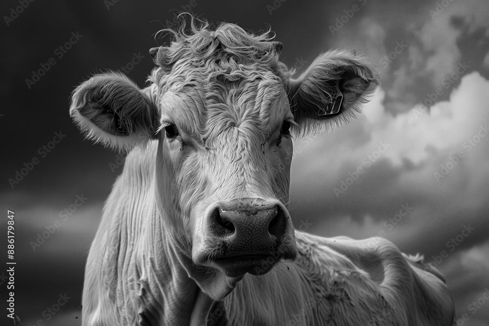 A cow with a white face is looking at the camera A cow with a white face is looking at the camera
