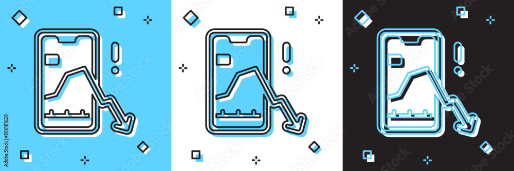 Set Mobile stock trading concept icon isolated on blue and white, black background. Online trading, stock market analysis, business and investment. Vector Set Mobile stock trading concept icon isolated on blue and white, black background. Online trading, stock market analysis, business and investment. Vector