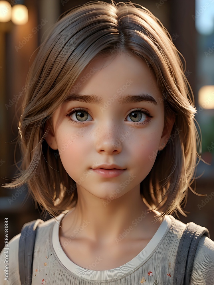 Close up of a beautiful little girl with a serene expression, soft lighting, innocent eyes, gentle smile Close up of a beautiful little girl with a serene expression, soft lighting, innocent eyes, gentle smile