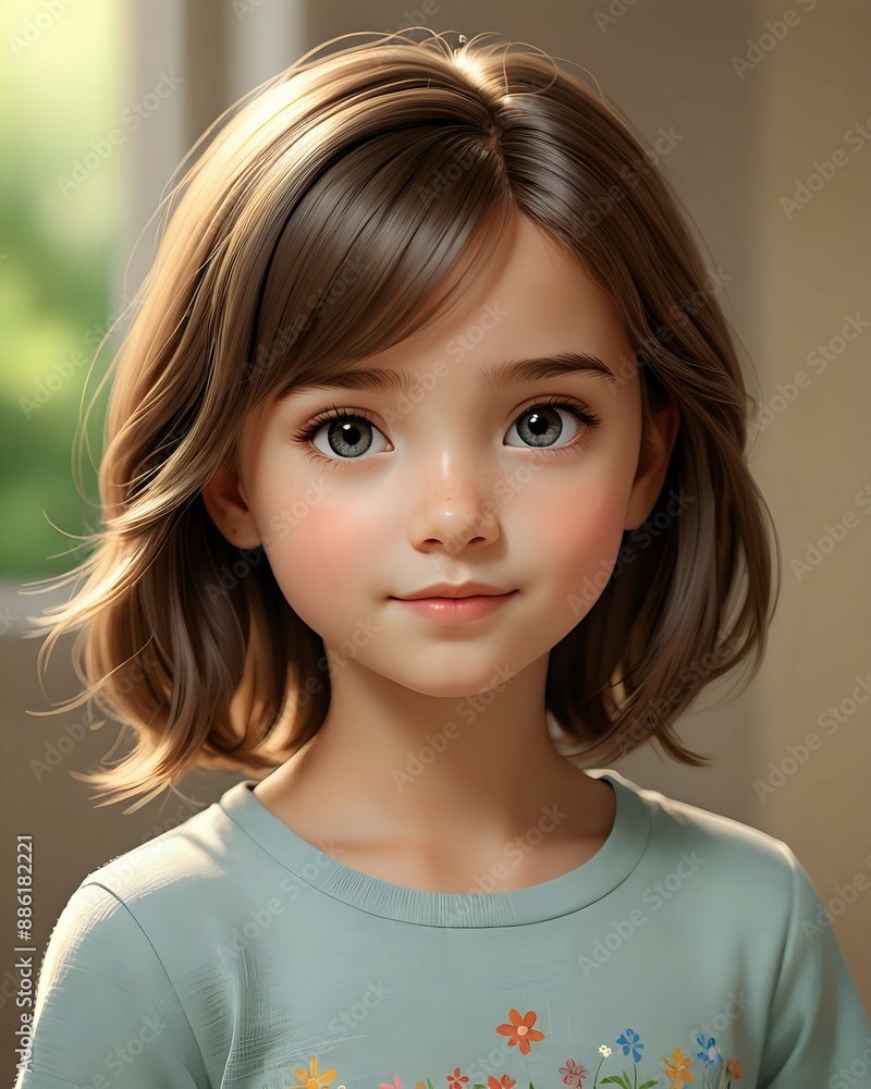Close up of a beautiful little girl with a serene expression, soft lighting, innocent eyes, gentle smile Close up of a beautiful little girl with a serene expression, soft lighting, innocent eyes, gentle smile