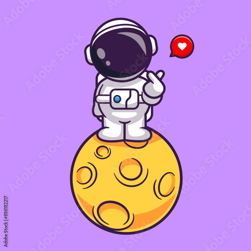 Cute Astronaut Standing On Moon With Love Sign Cartoon
Vector Icon Illustration. Science Technology Icon Concept
Isolated Premium Vector. Flat Cartoon Style