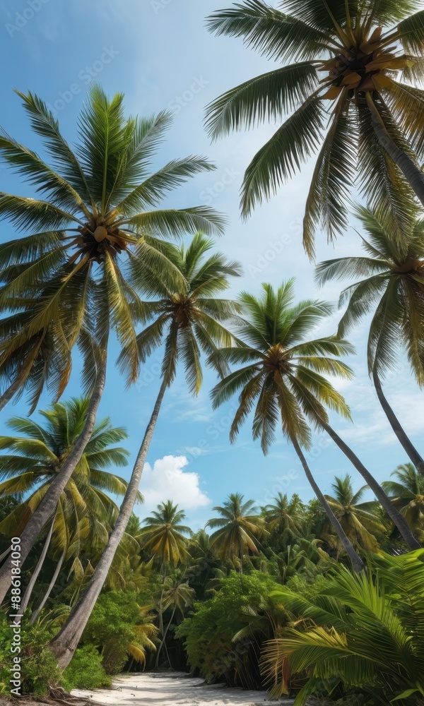 Palm Trees Against Blue Sky. Palm Trees Against Blue Sky.