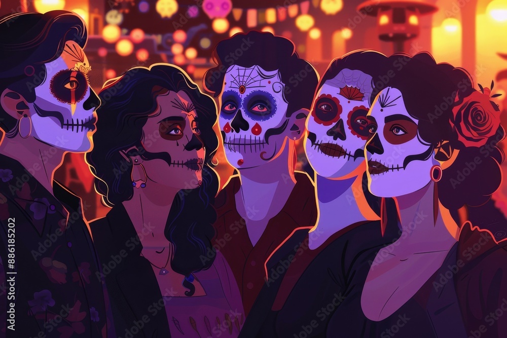 Four Friends Celebrate Día De Muertos With Festive Skull Makeup Four Friends Celebrate Día De Muertos With Festive Skull Makeup