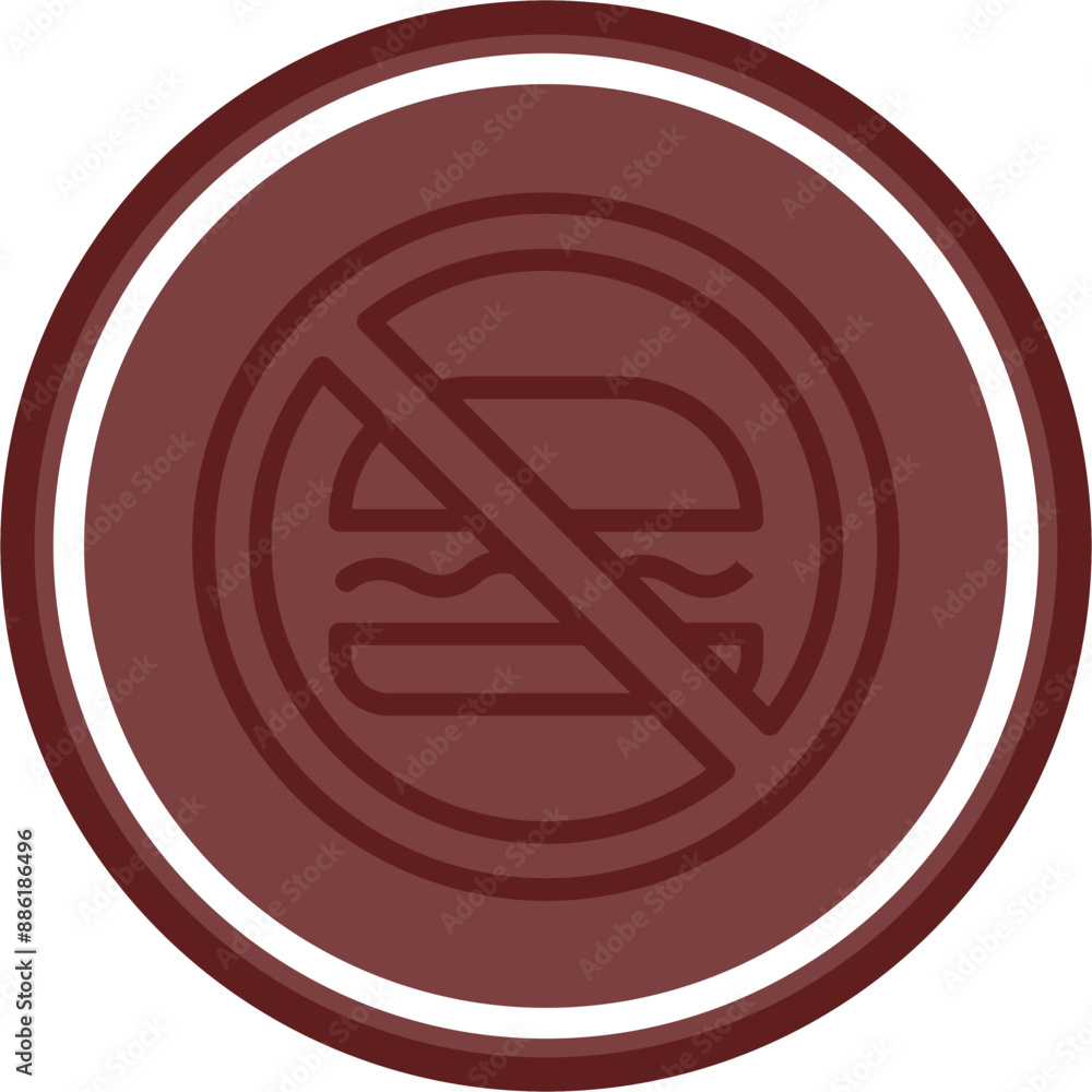 No Junk Food Vector Line Double Circle Maroon No Junk Food Vector Line Double Circle Maroon