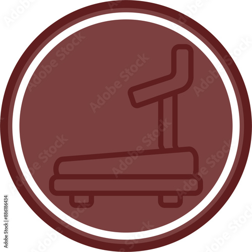 Treadmill Vector Line Double Circle Maroon