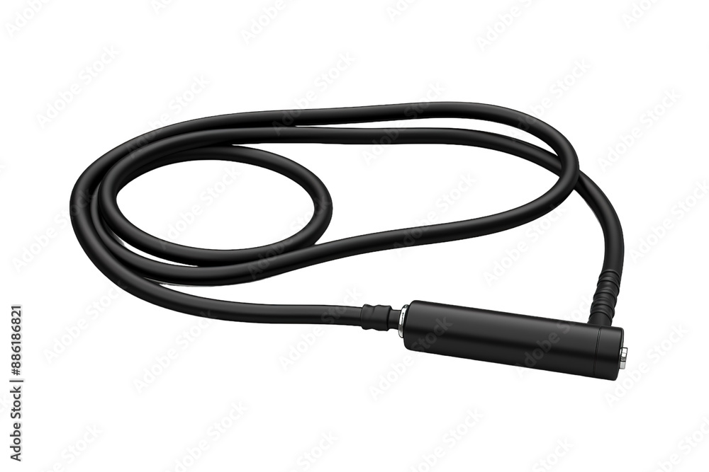 Black Audio Cable Coiled In A Loop on a White or Clear Surface PNG Transparent Background. Black Audio Cable Coiled In A Loop on a White or Clear Surface PNG Transparent Background.